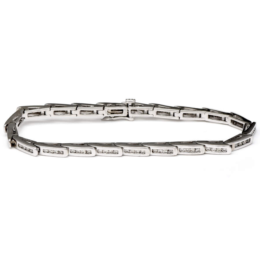 14KW Diamond(1.25) Line Wave Bracelet-1