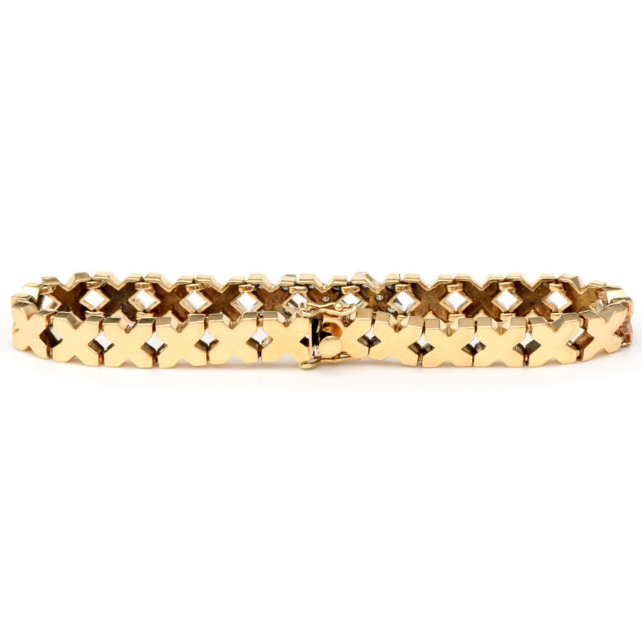 14KYW Vintage Diamond(0.30) "X" Link Bracelet-2