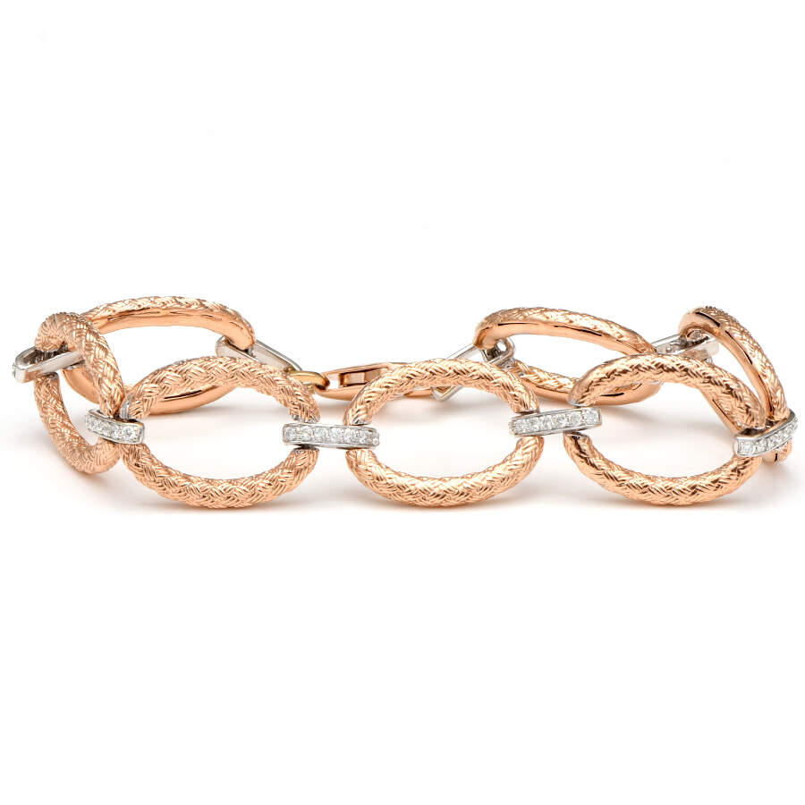 14KRW Diamond(0.65) Oval Textured Link Bracelet-1