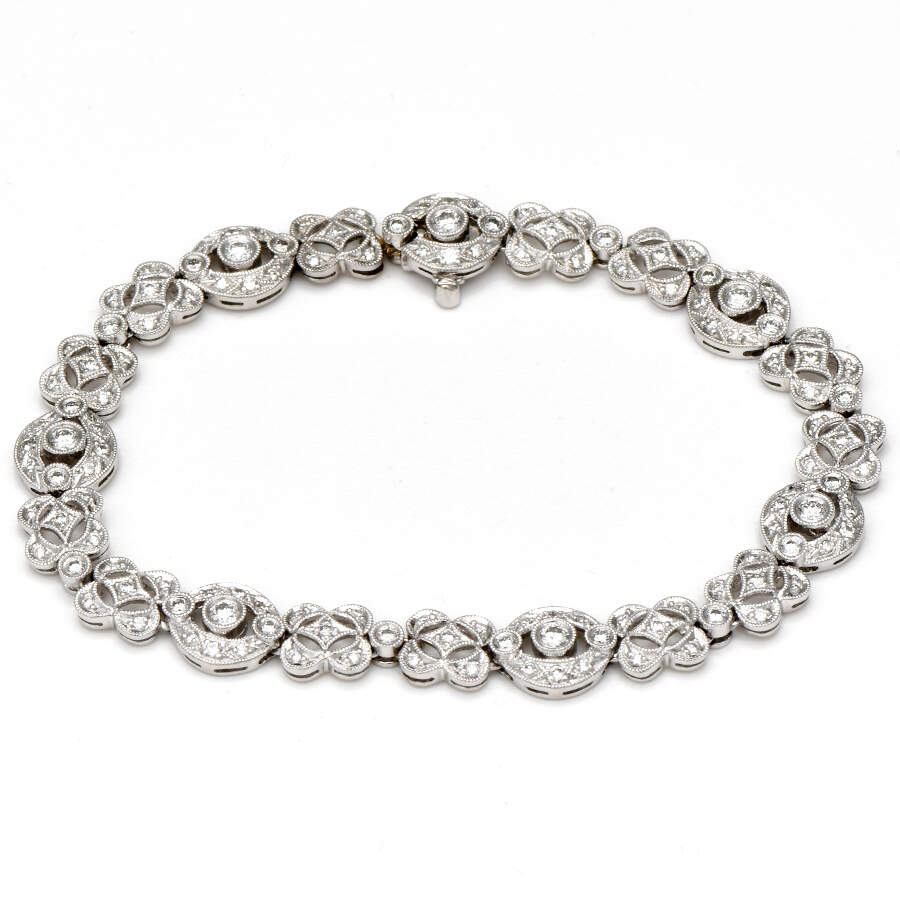 Platinum 18KW Pave Diamond(1.65) Circular Link Bracelet-1