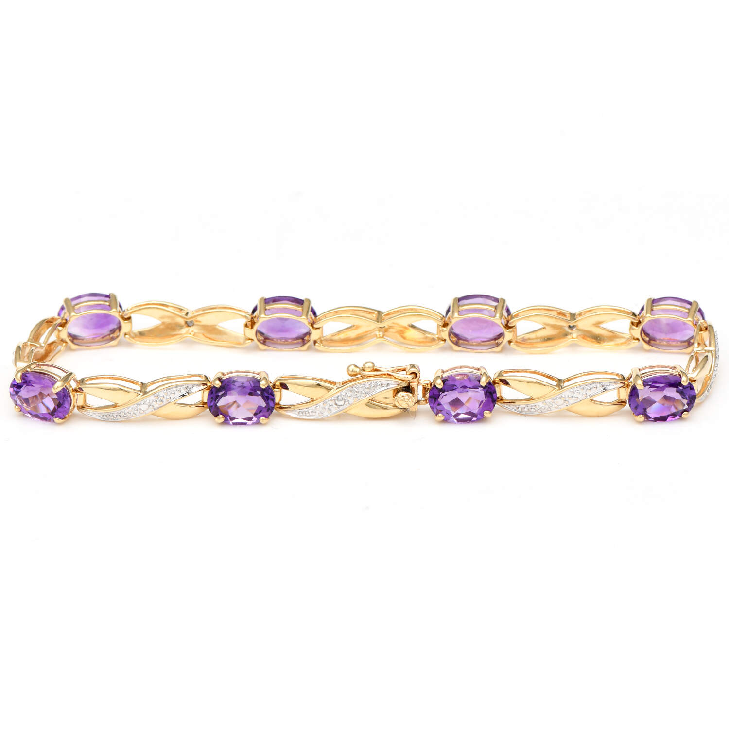 14KY Amethyst(8.40) & Diamond Accent Bracelet-2