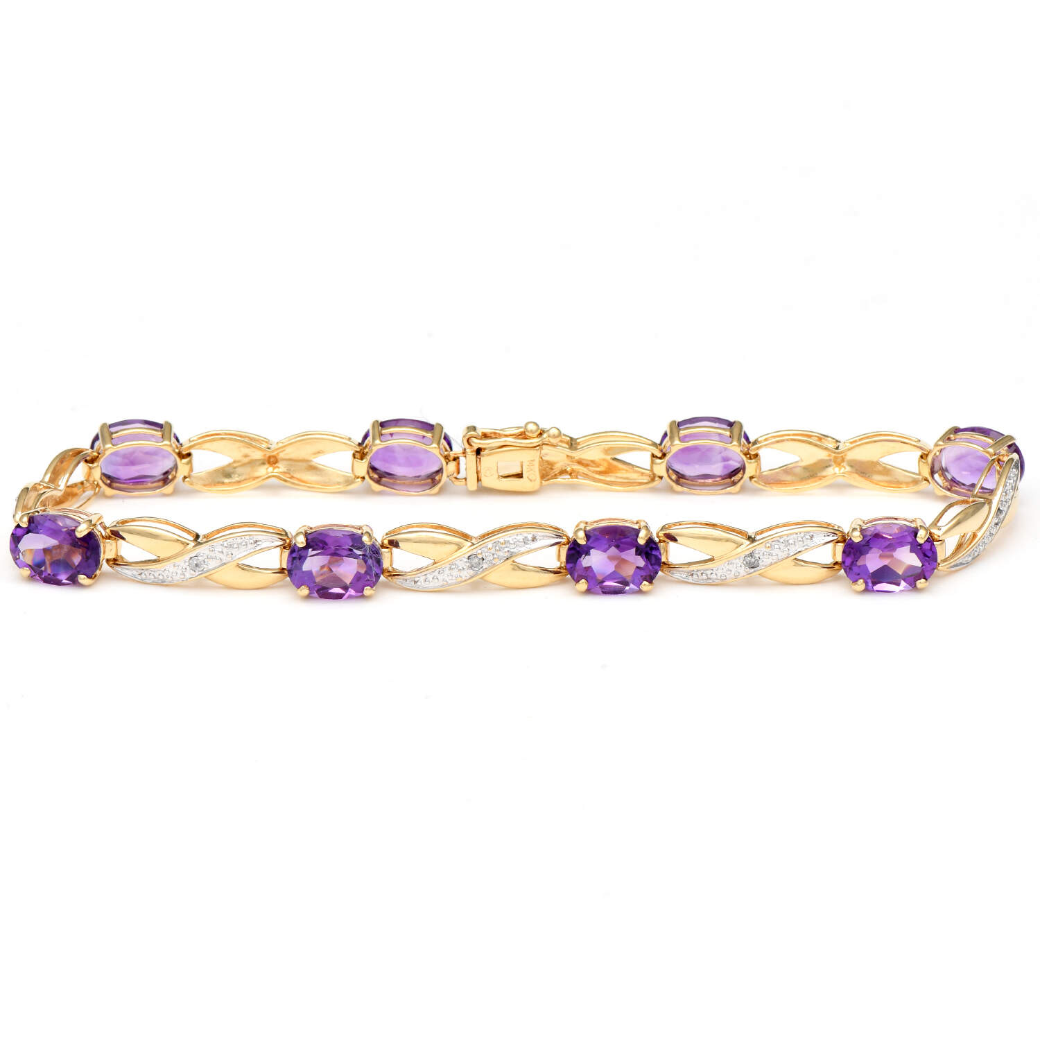 14KY Amethyst(8.40) & Diamond Accent Bracelet-1