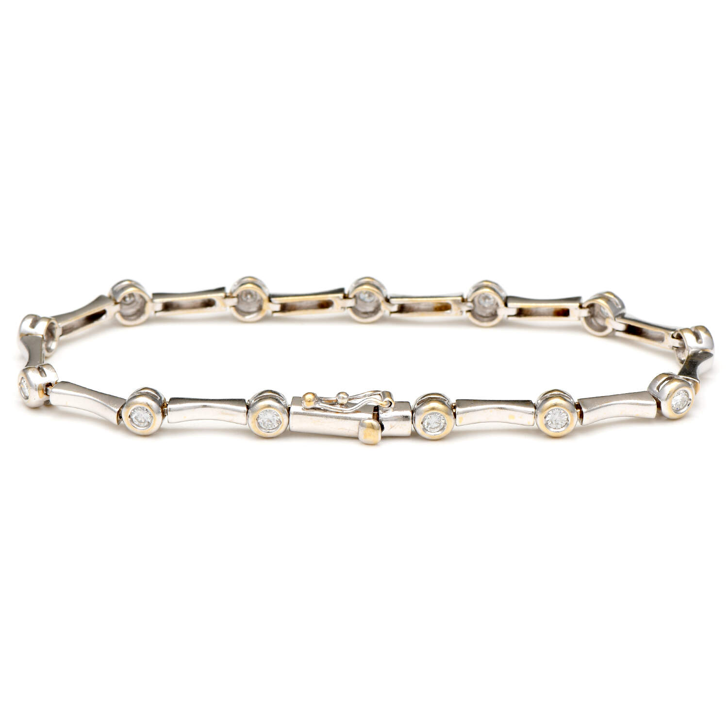 18KW Diamond(0.80) Column Bar Line Bracelet-2