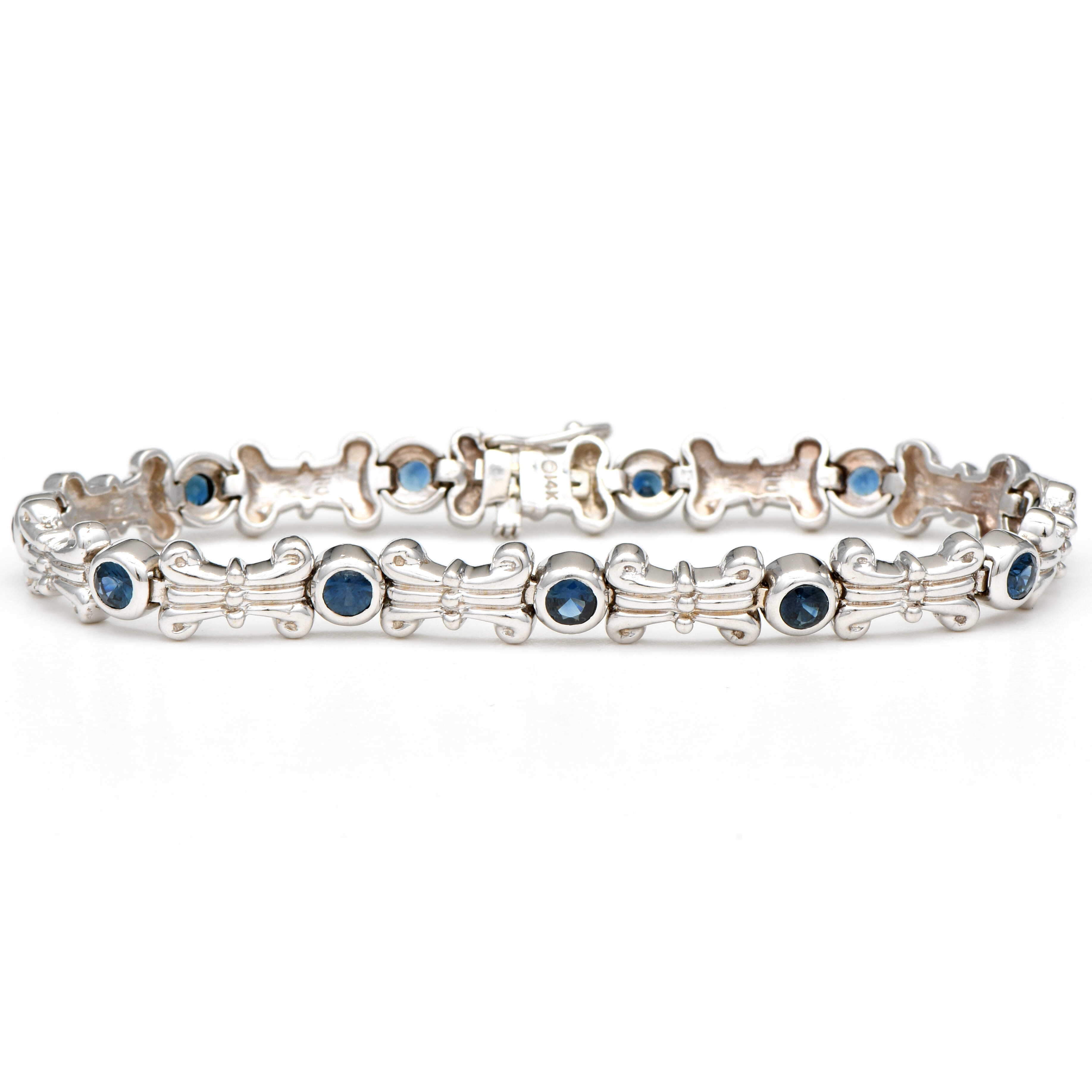 14KW Sapphire(9.46) Column Line Bracelet-1