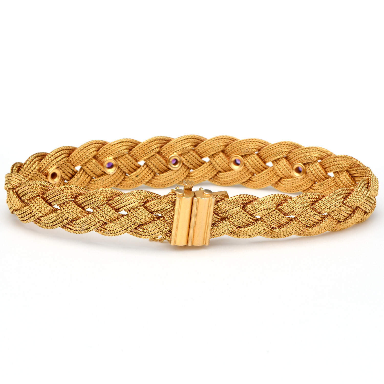 19/14KY Amethyst(0.18) Accented Woven Bracelet-2