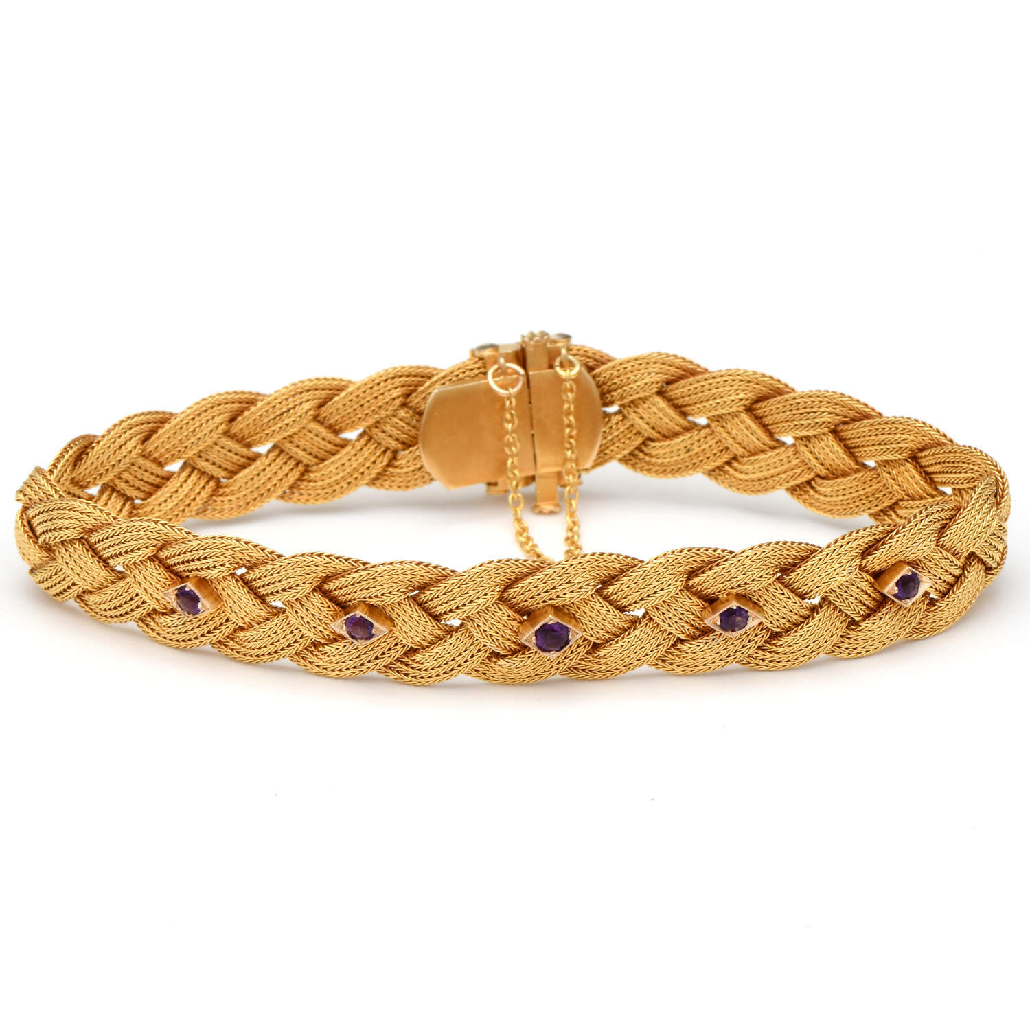 19/14KY Amethyst(0.18) Accented Woven Bracelet-1