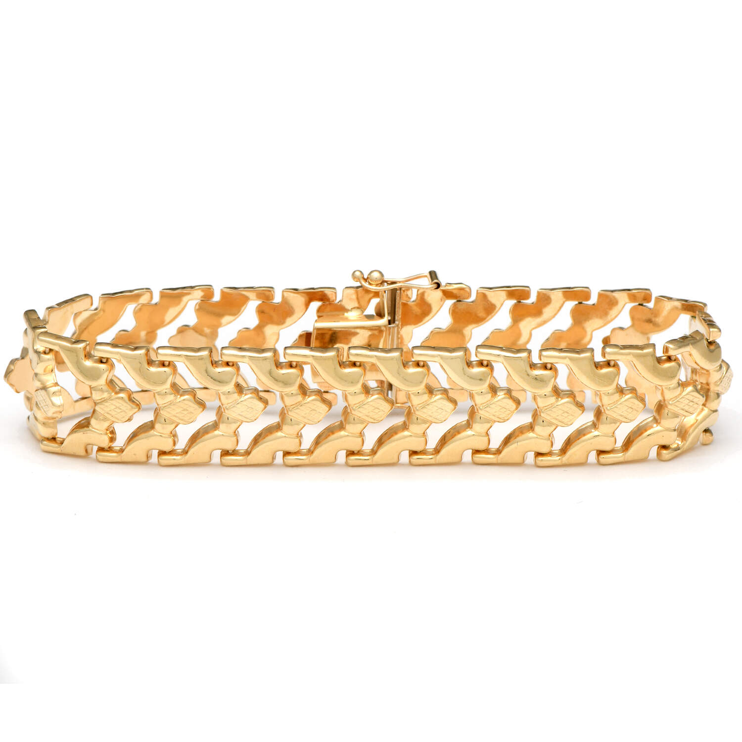 14KY Chevron Stampato Link Bracelet-1