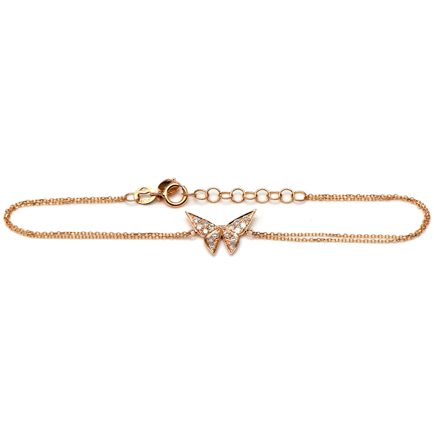 14KR Petite Diamond(0.15) Butterfly Bracelet-1