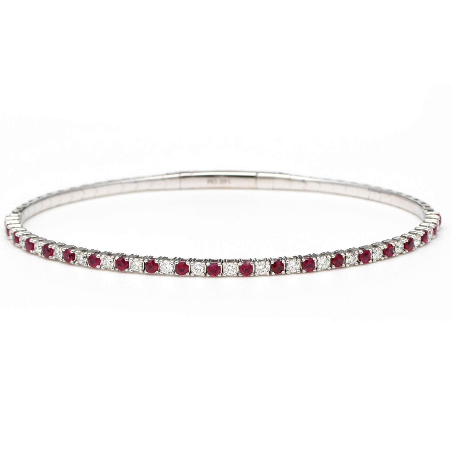 14KW Ruby(0.84) & Diamond(0.60) Flex Bangle Bracelet-1