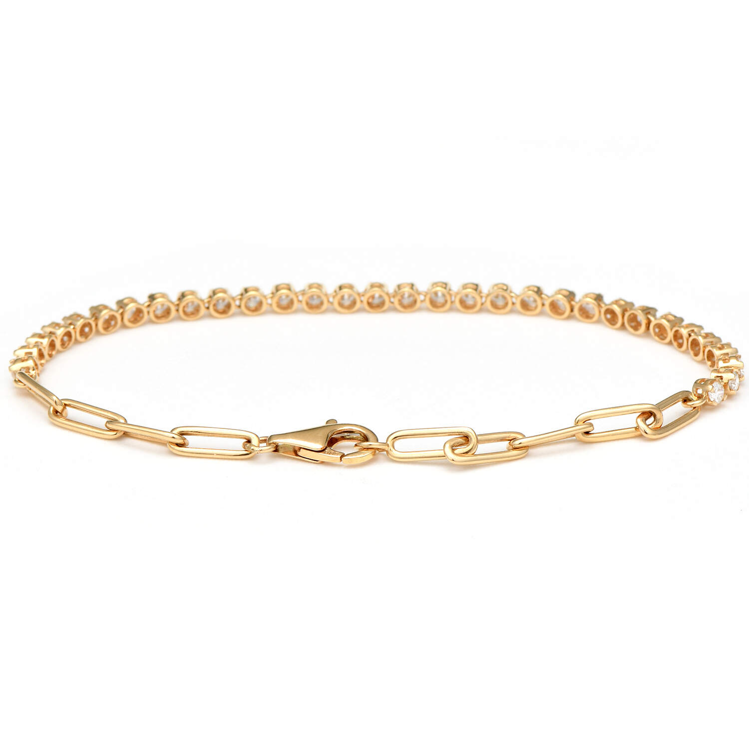 14KY Diamond(1.55) Paperclip Link Bracelet-2