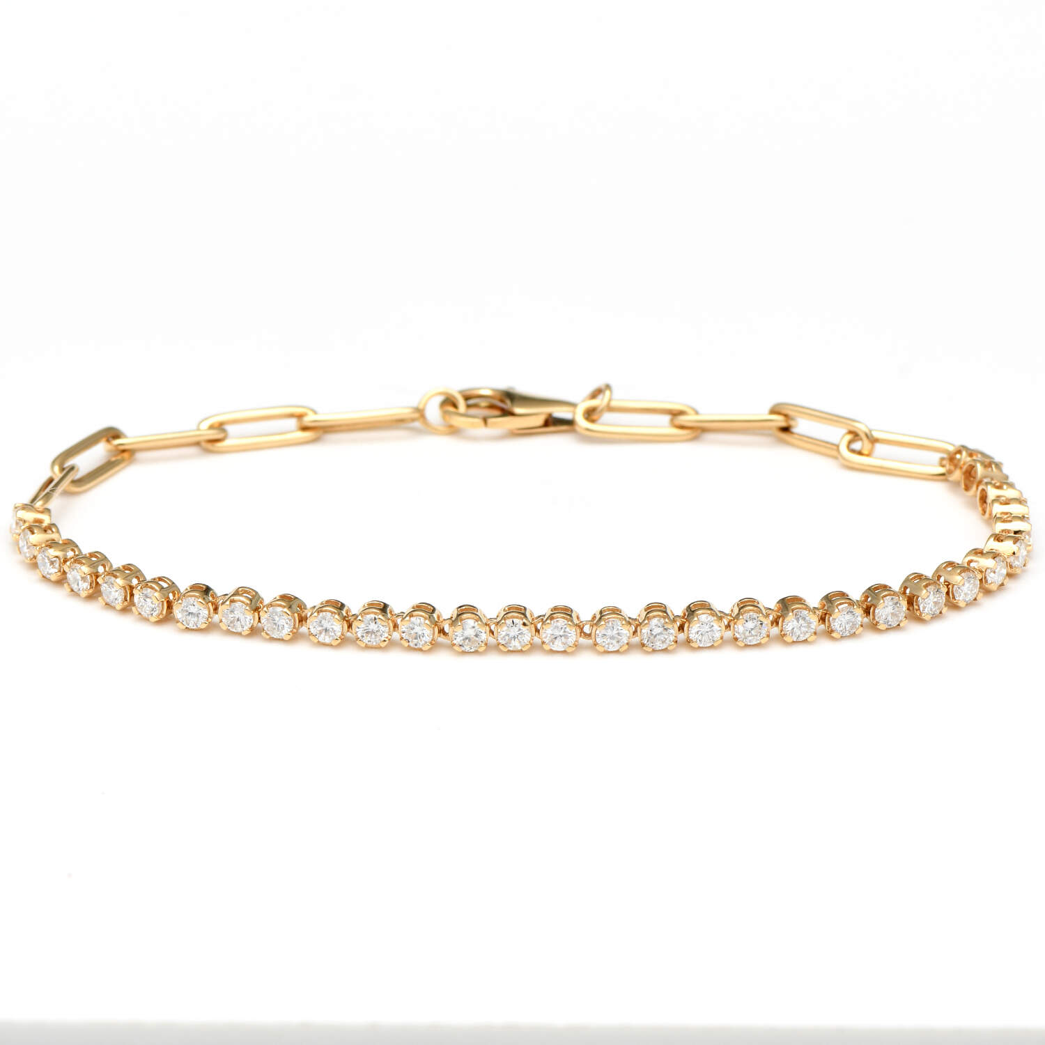 14KY Diamond(1.55) Paperclip Link Bracelet-1