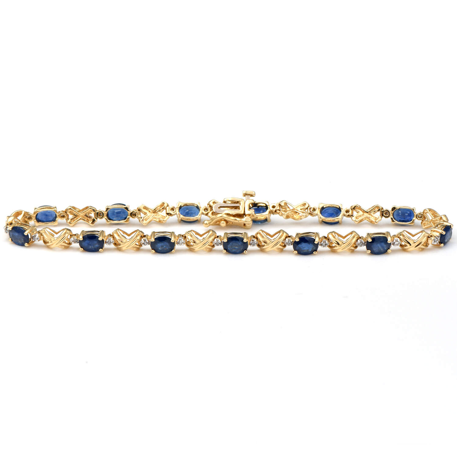 14KY Sapphire(5.70) & Diamond(0.06) Accent "X" Bracelet-1