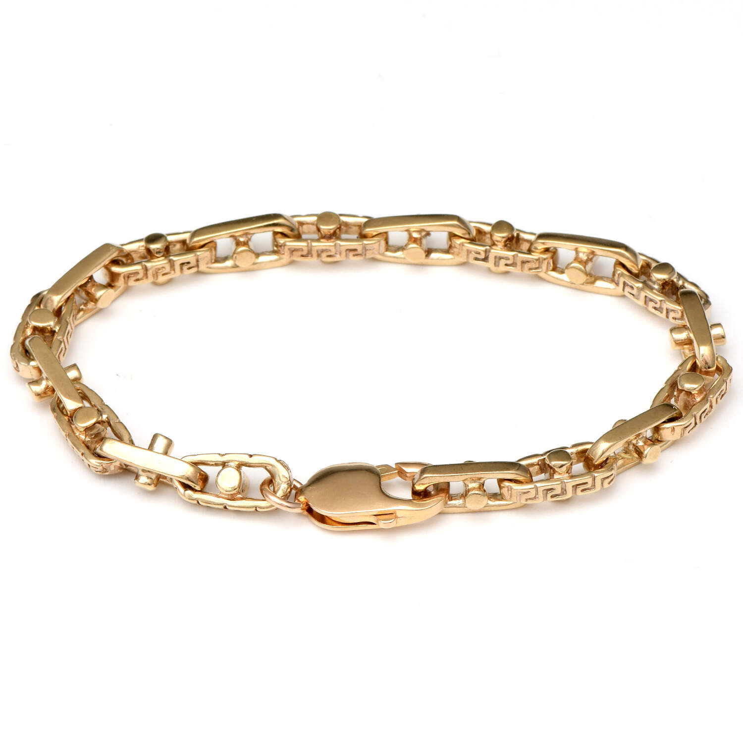 10KY Greek Key Anchor Link Bracelet-2