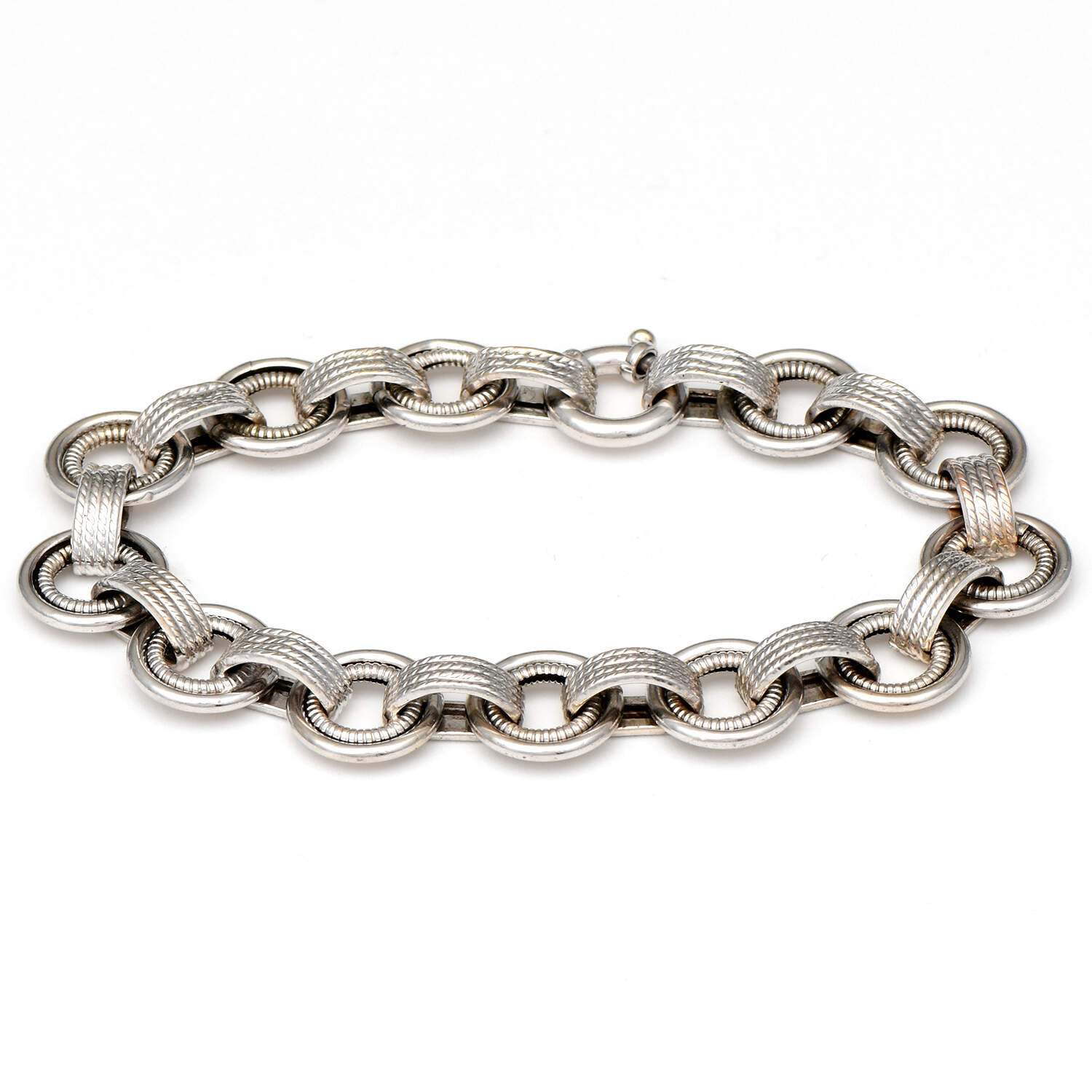 14KW Fancy Textured Ring Link Bracelet-1