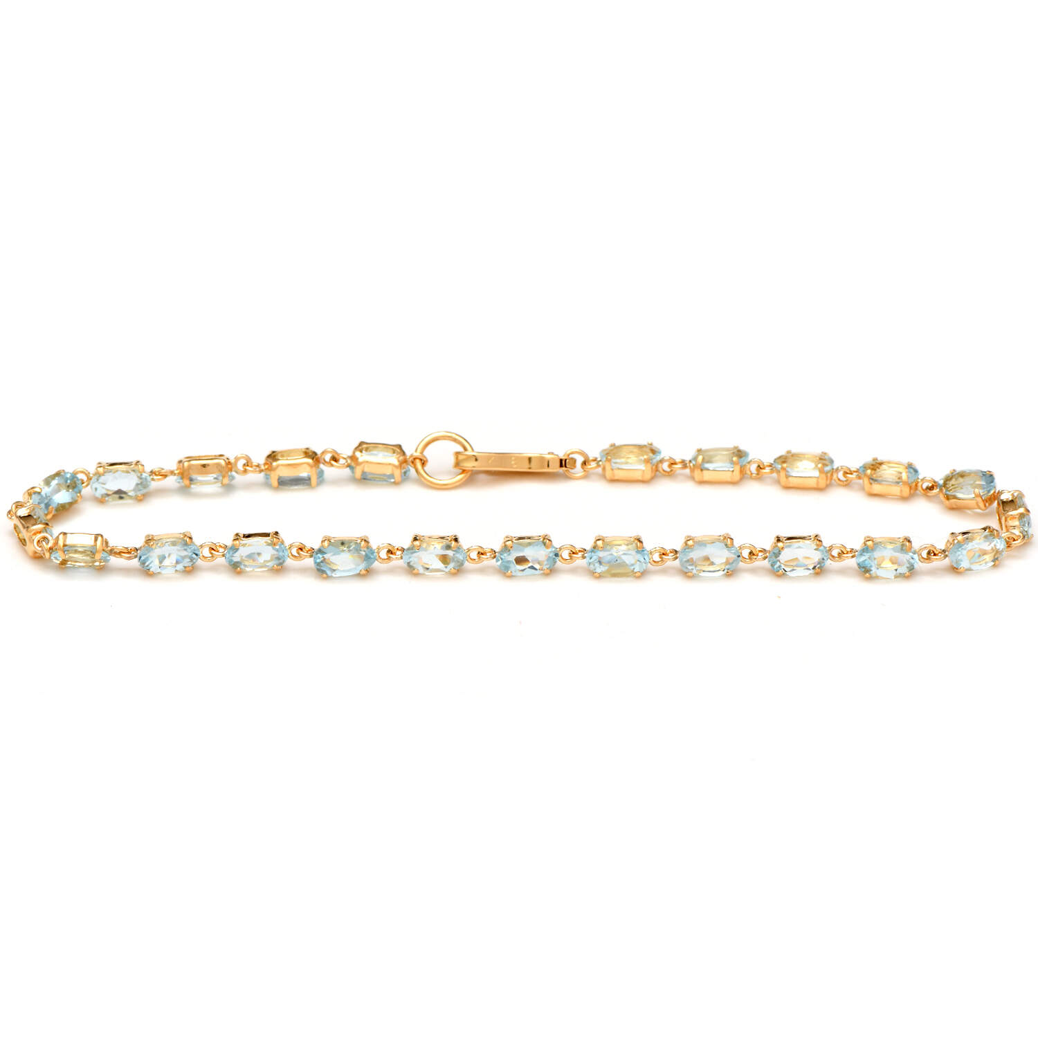 18KY Aquamarine(3.68) Link Bracelet-1