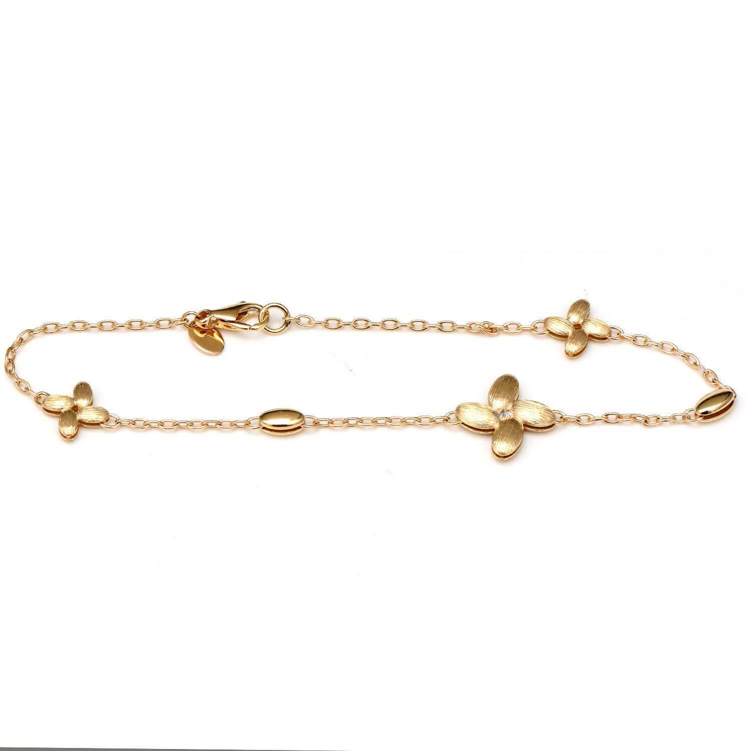 14KY Textured Flower Station Bracelet-1