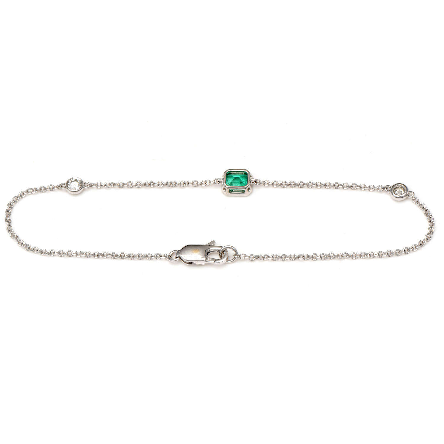 14KW Emerald(0.40) & Diamond(0.14) Station Bracelet-2
