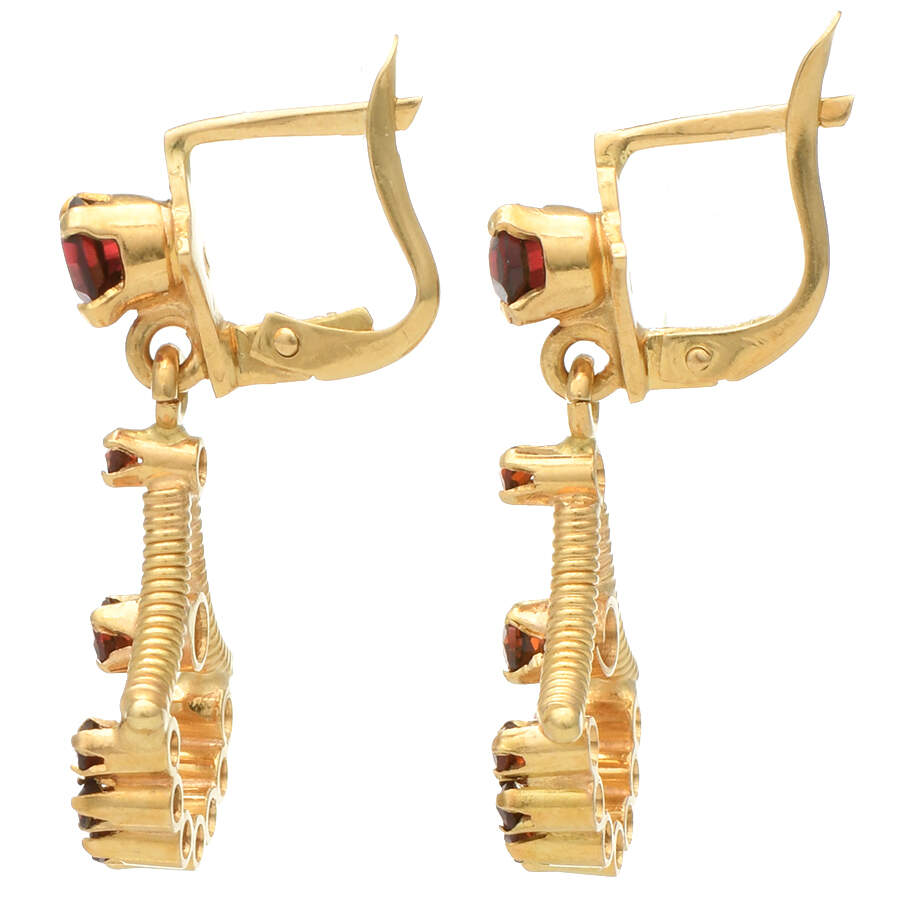 18KY Vintage Pyrope Garnet(1.12) Drop Earrings-2