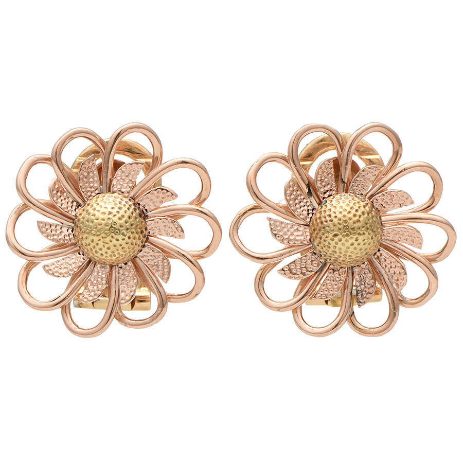 14KRY Dimensional Flower Button Earrings-1