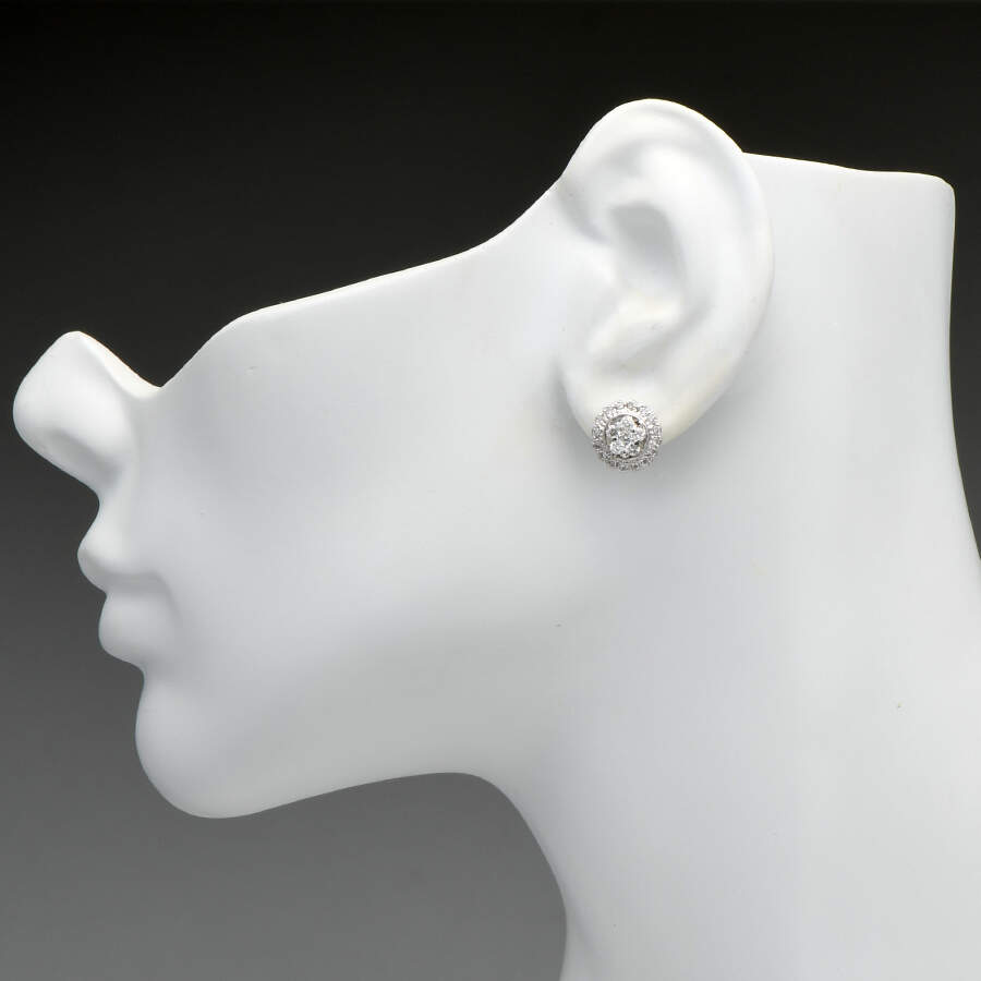 14KW Diamond(0.82) Star Cluster Stud Earrings-3