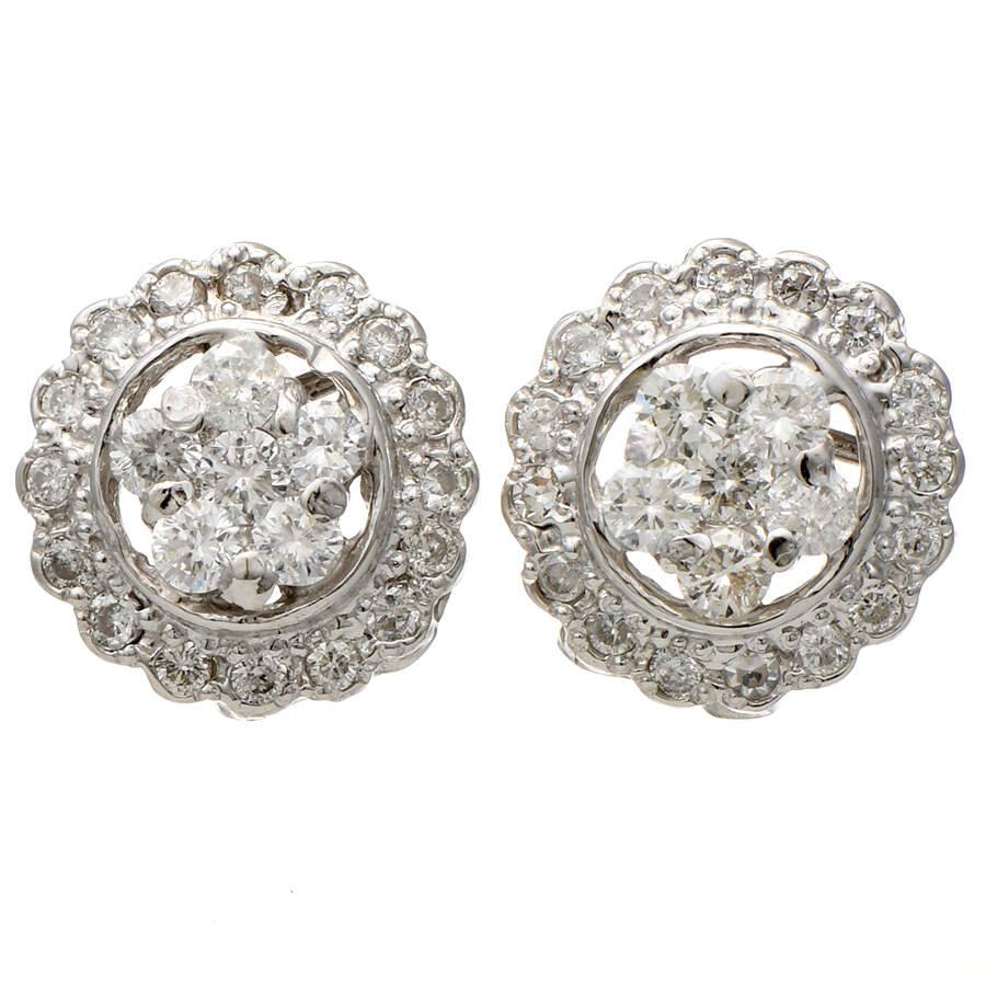 14KW Diamond(0.82) Star Cluster Stud Earrings-1