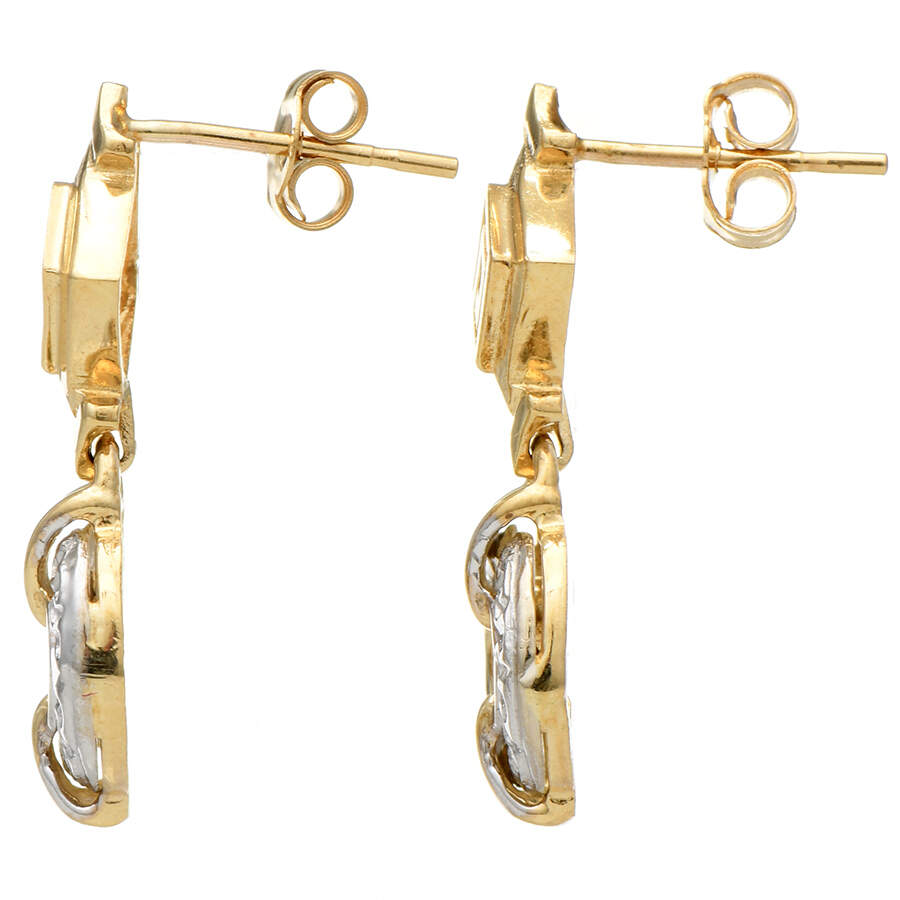 14KYW Geometric Two Tone Dangle Earrings-2