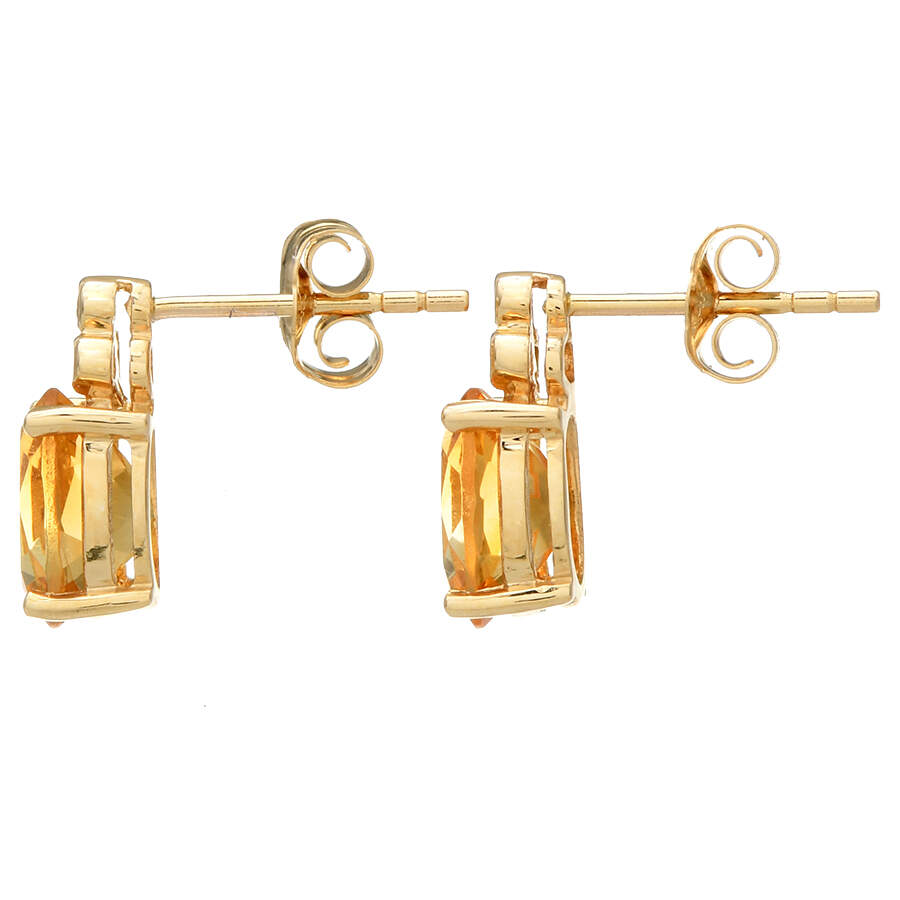14KY Citrine(2.01) & Diamond(0.06) Stud Earrings-2