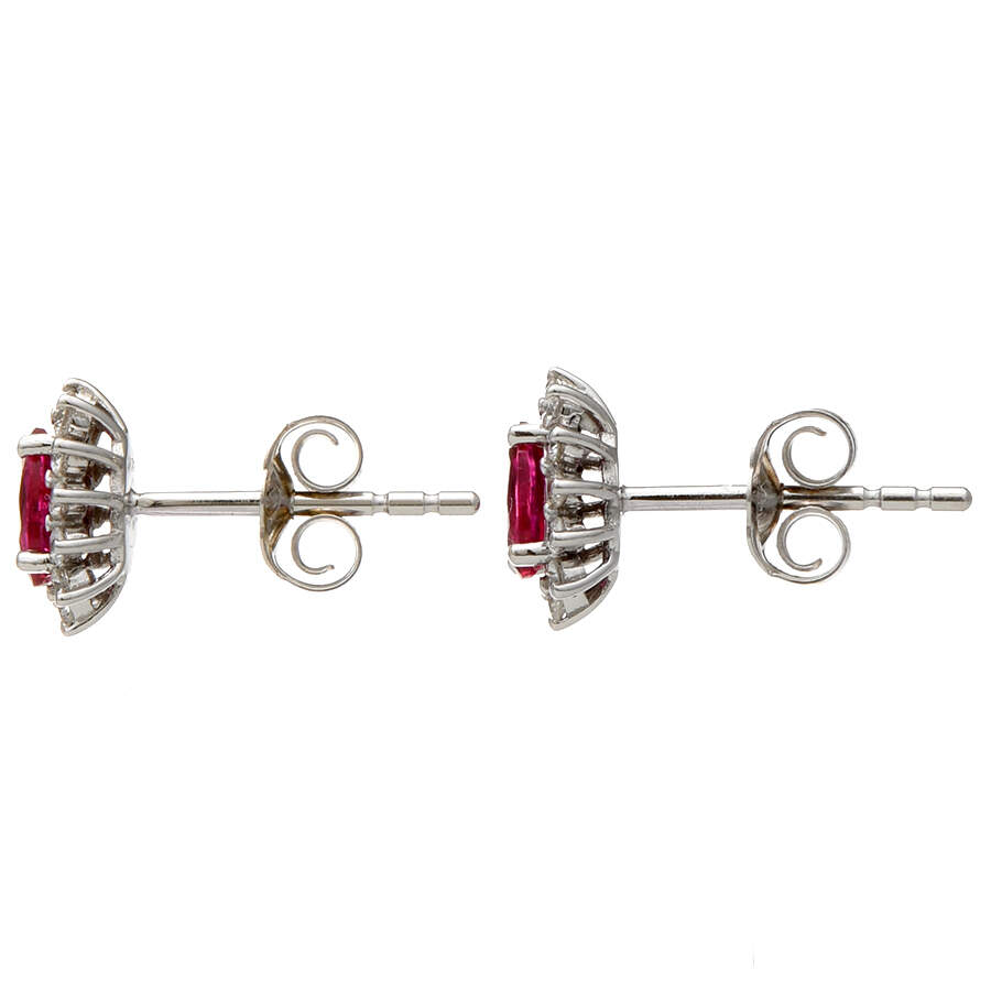 14KW Ruby(0.40) & Diamond(0.12) Halo Stud Earrings-2