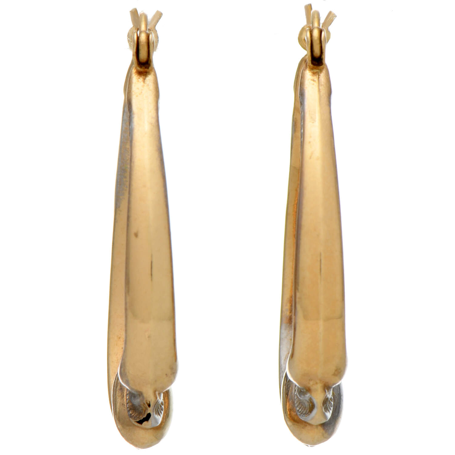14KYW Two-Tone Embossed Twist Hoop Earrings-2