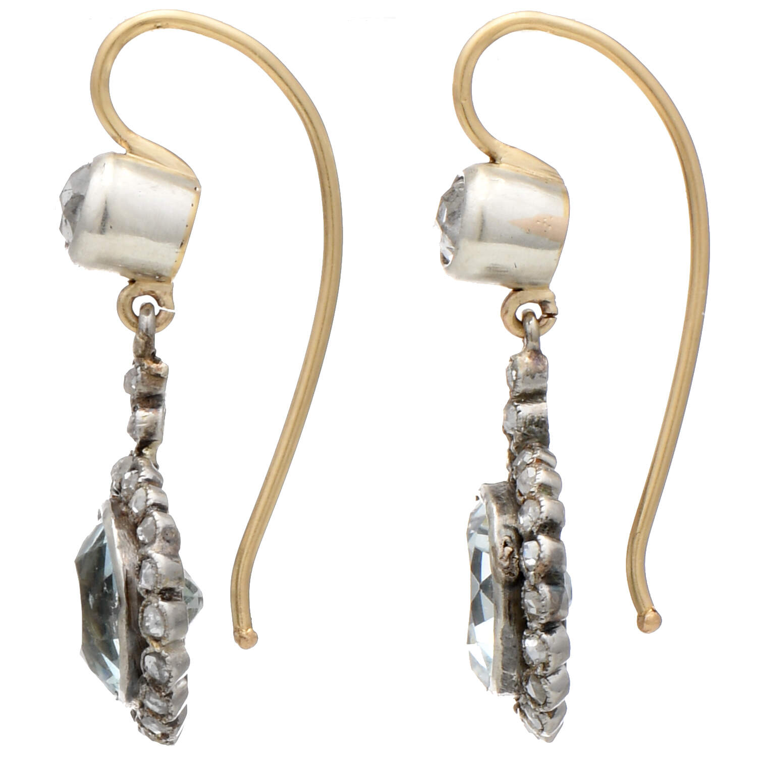 14KY Sterling Aquamarine(2.50) & Diamond(0.37) Earrings-2