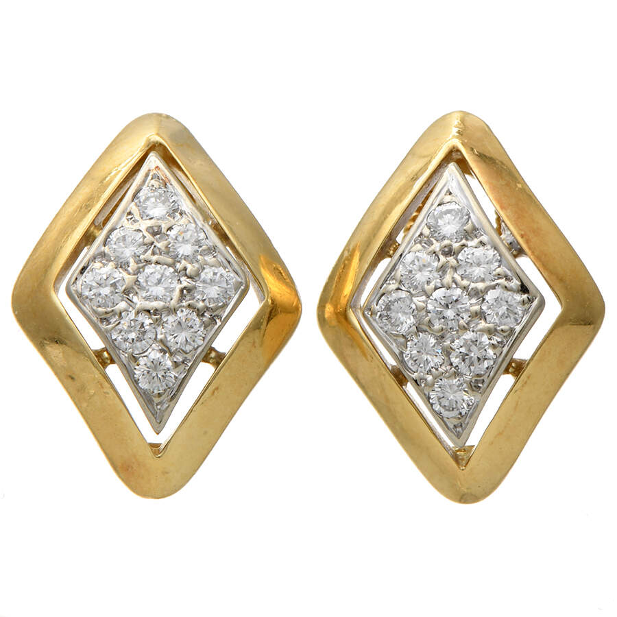 14KYW Pave Diamond (0.40) Geometric Earrings-1