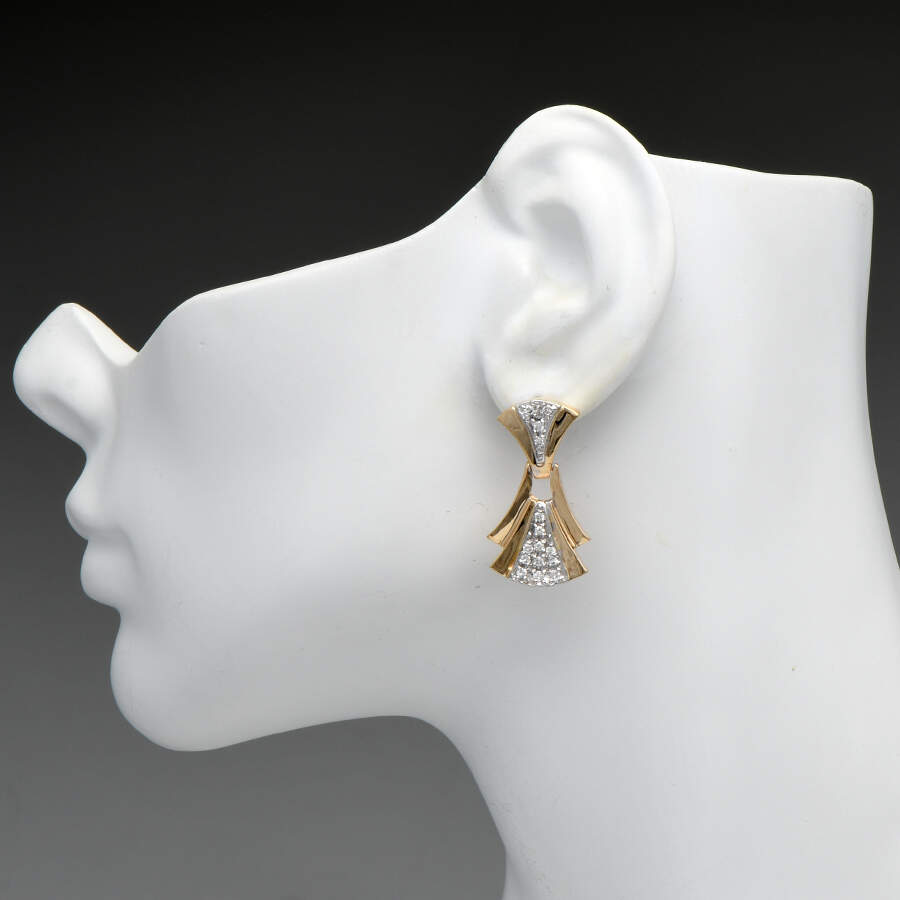 14KYW Diamond(0.60) Hinged Dangle Earrings-3