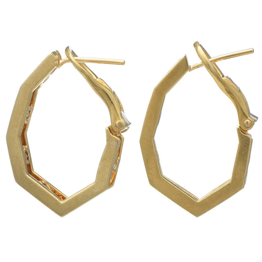 18KY Diamond(1.20) Inside Outside Hoop Earrings-2