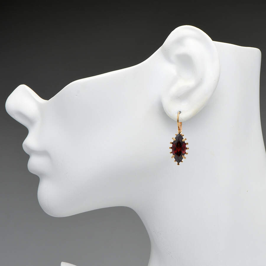 14KY Garnet(6.08) Marquise Leverback Earrings-3