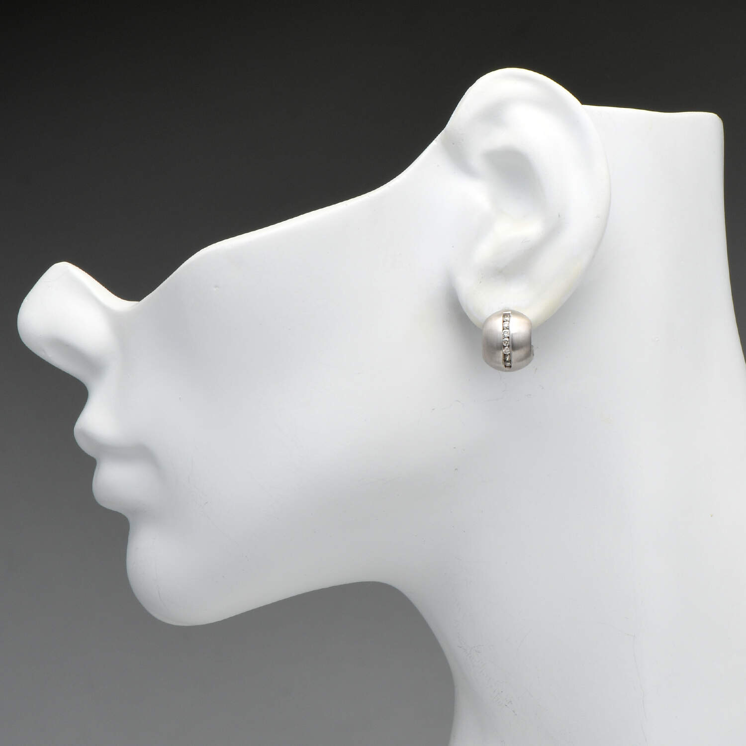 14KW Diamond(0.14) Channel Huggie Hoop Earrings-3