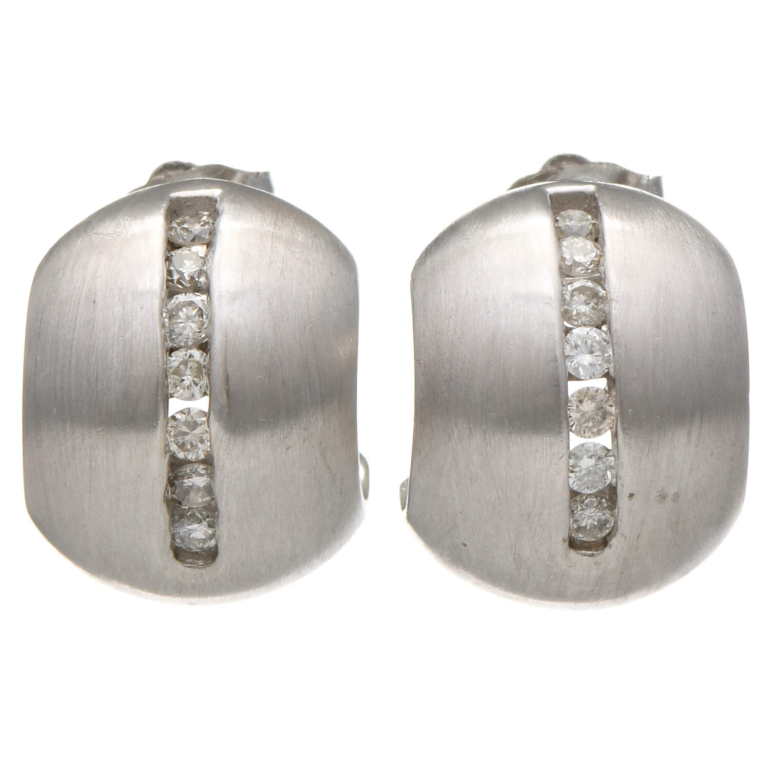 14KW Diamond(0.14) Channel Huggie Hoop Earrings-1