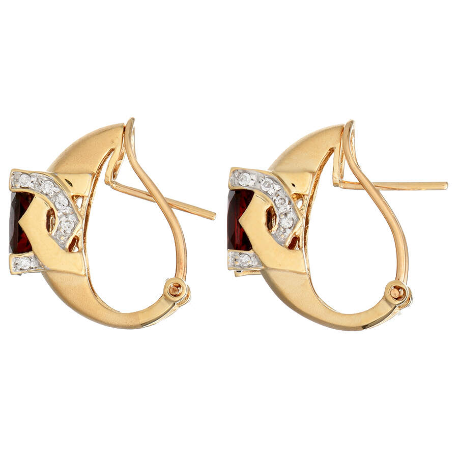 14KY Garnet(3.30) & Diamond(0.10) Accent Earrings-2