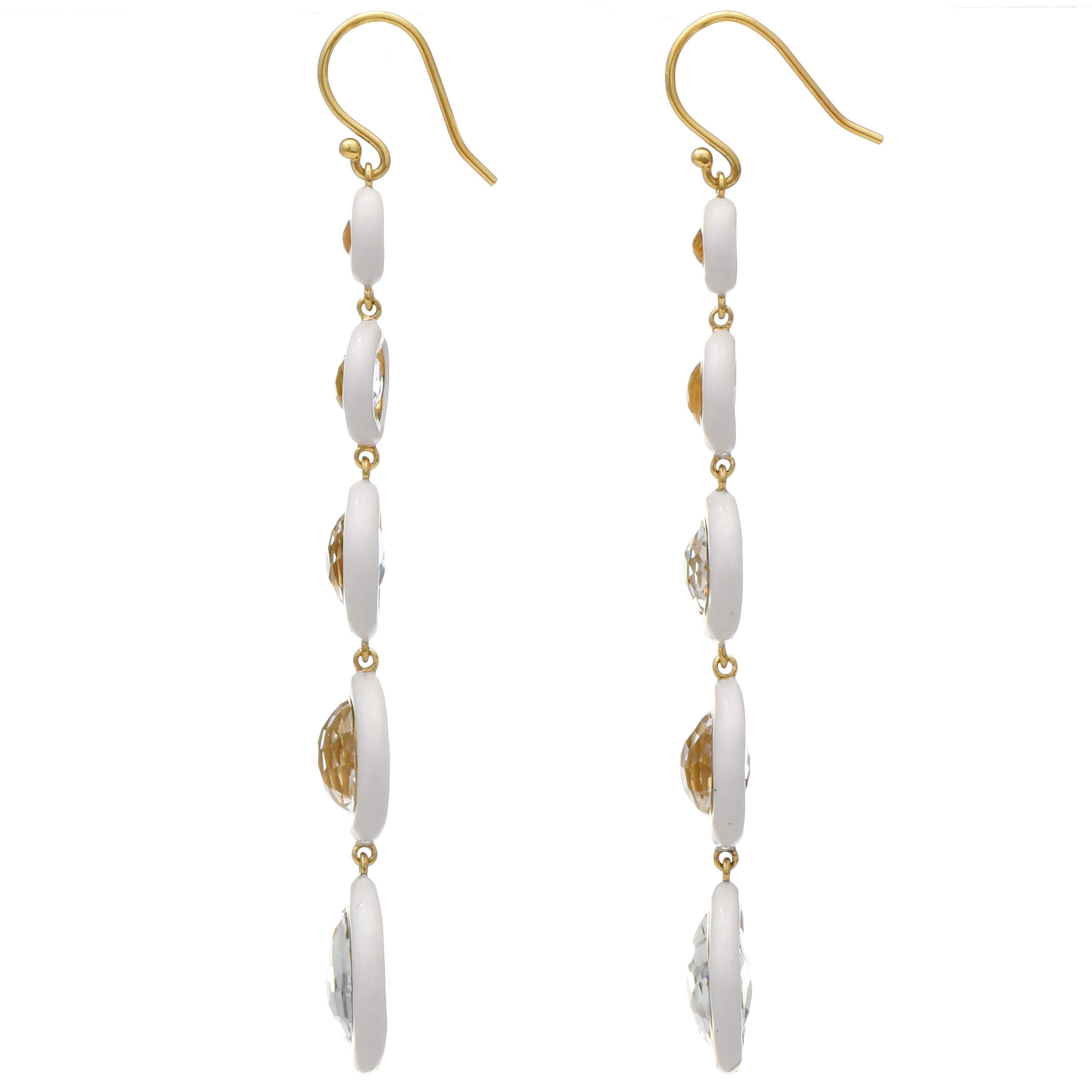 18KY Ippolita "Rock Candy" Rock Crystal Ceramic Drop Earrings-2