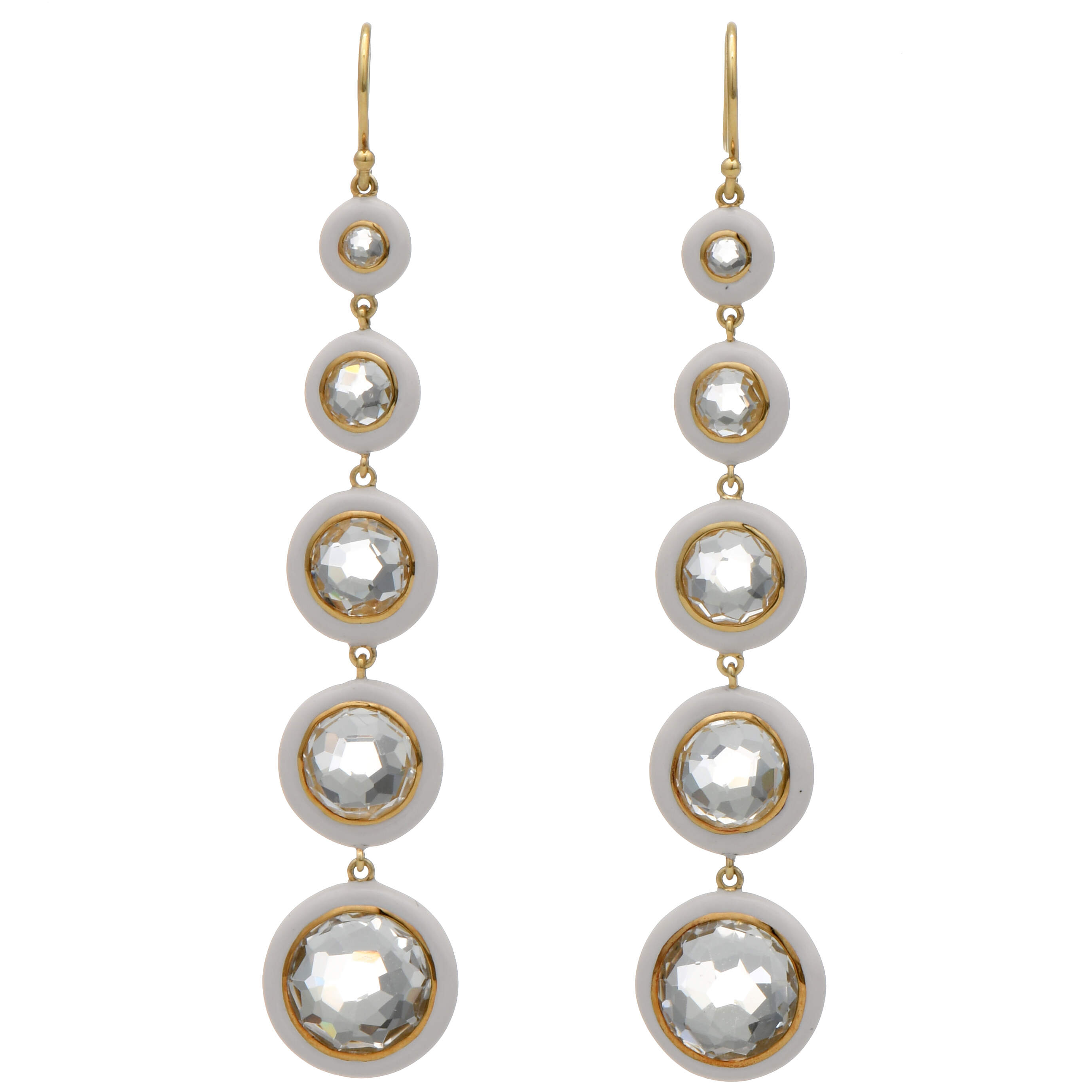 18KY Ippolita "Rock Candy" Rock Crystal Ceramic Drop Earrings-1