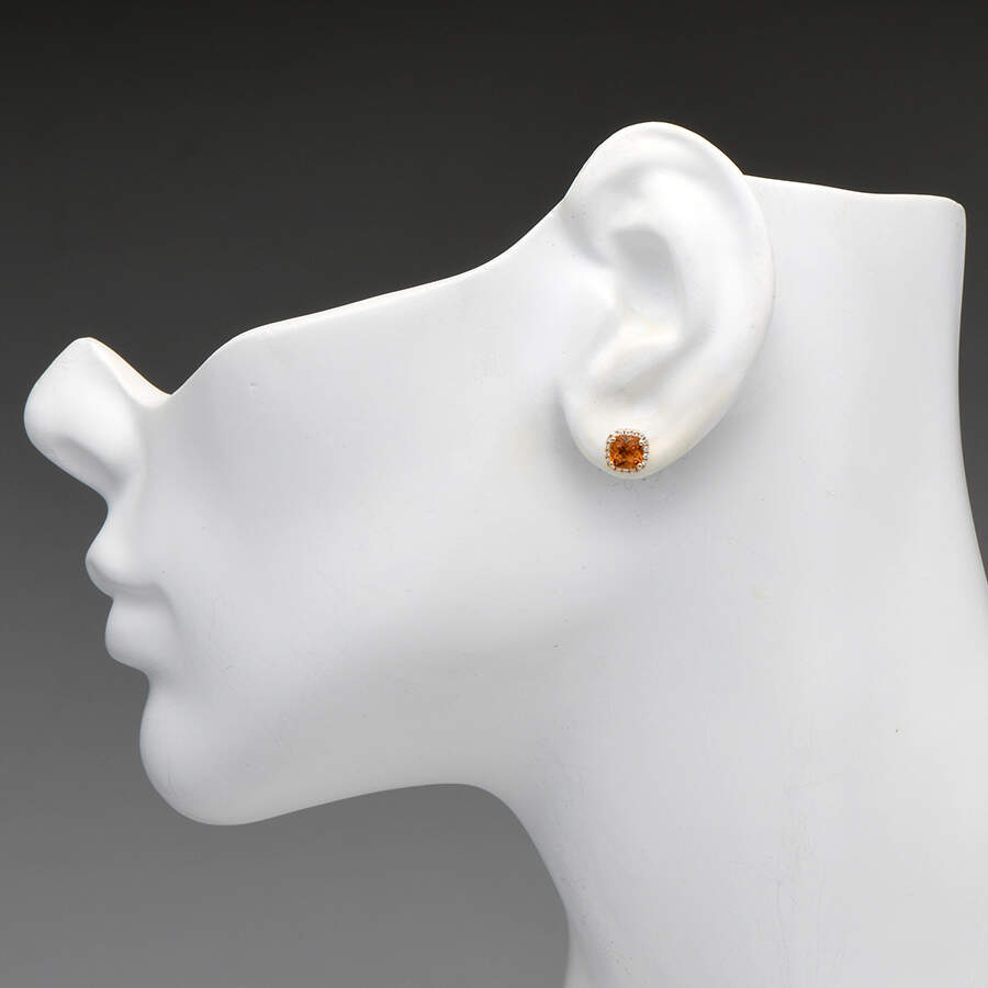 14KY Citrine(1.10) & Diamond(0.09)  Halo Stud Earrings-3