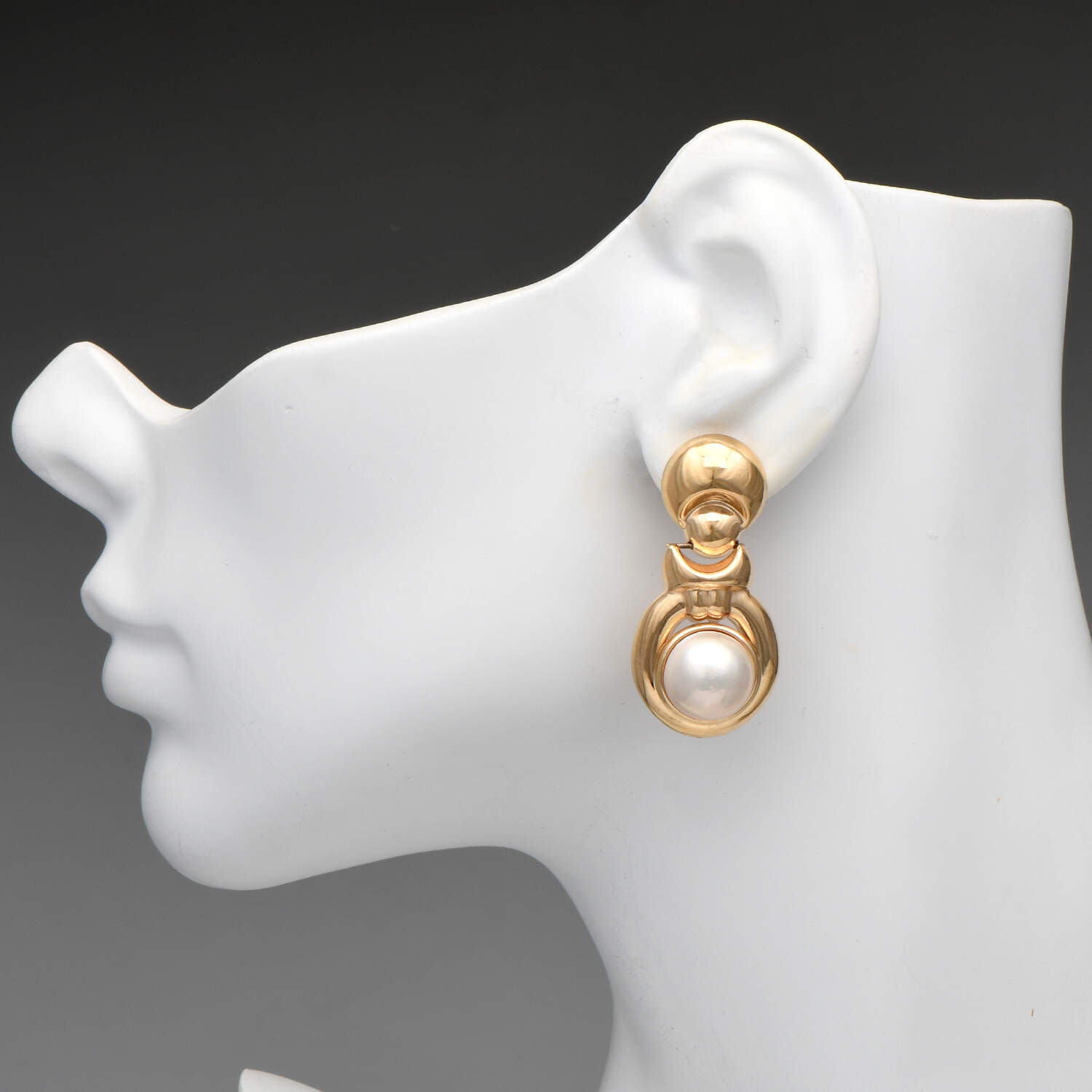 14KY Mabe Pearl Door Knocker Earrings-3