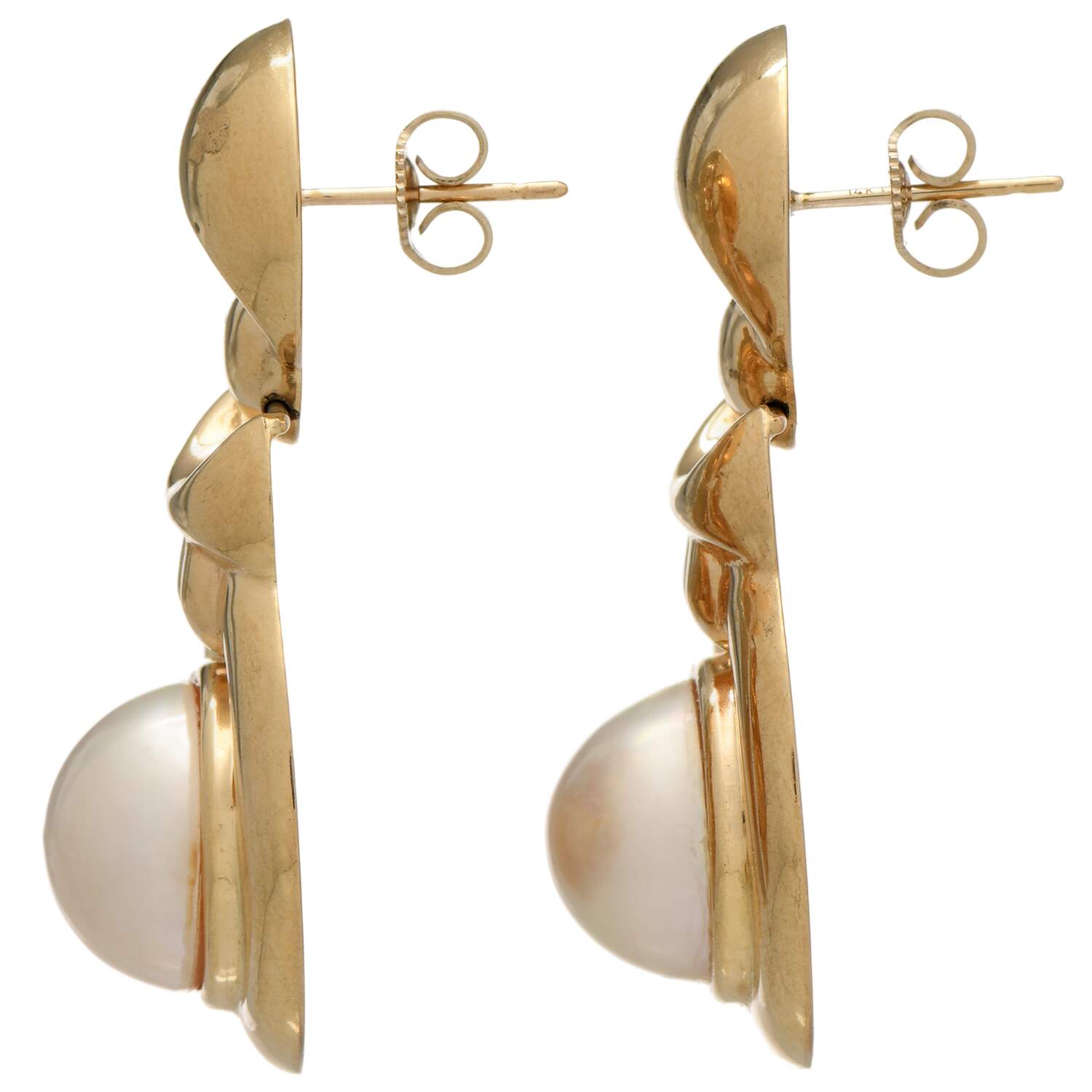 14KY Mabe Pearl Door Knocker Earrings-2