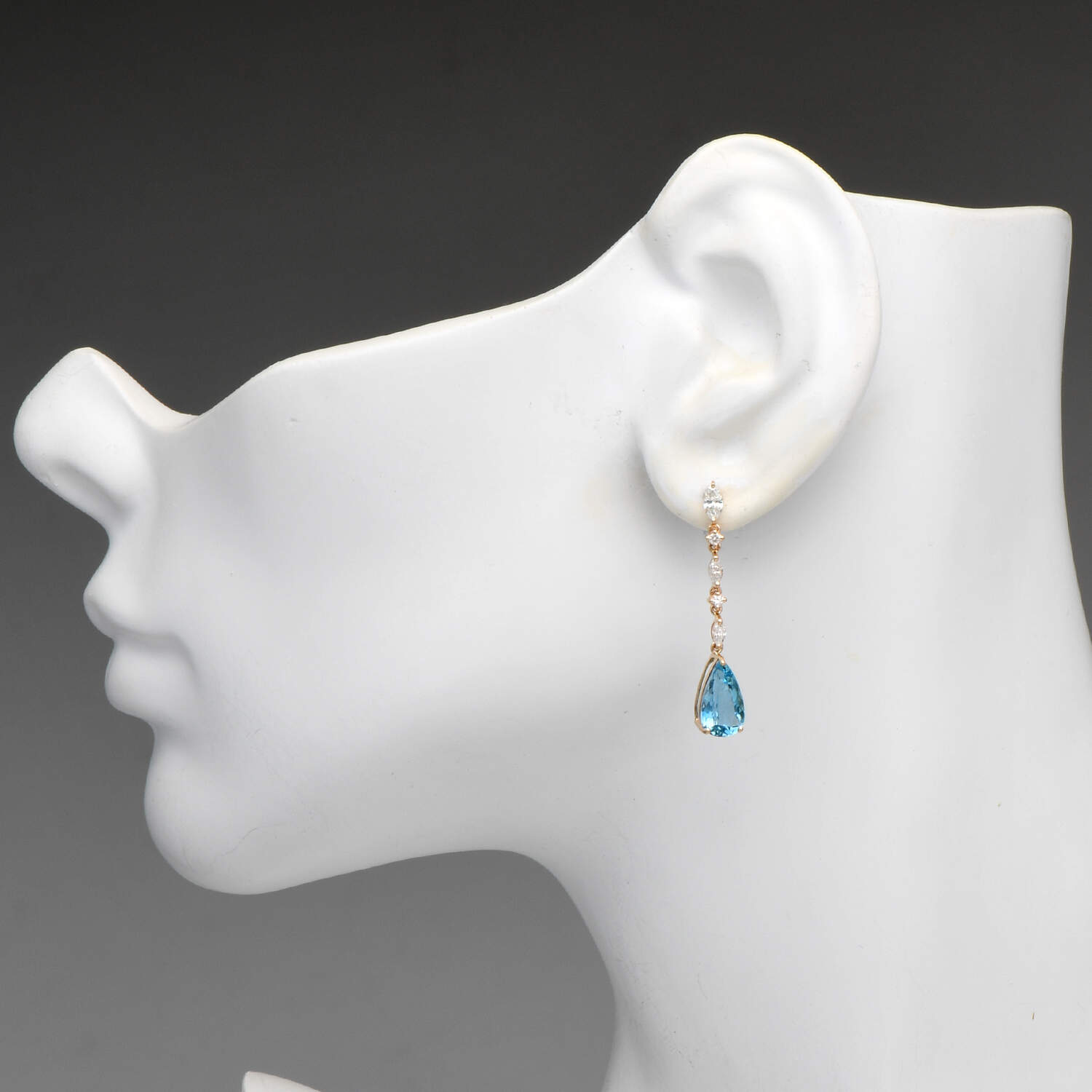 14KY Aquamarine(3.14) & Diamond(0.66) Drop Earrings-3