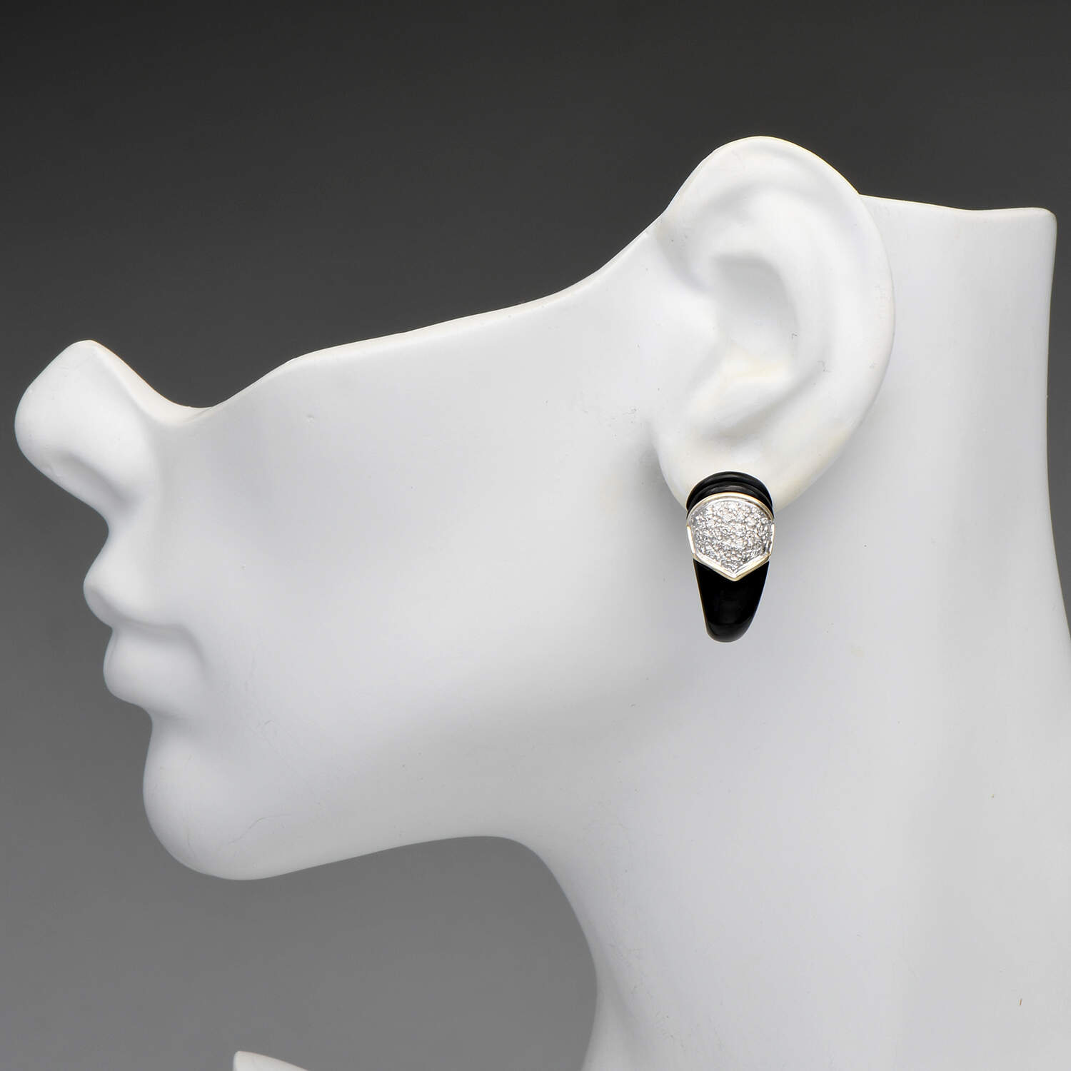 14KY Vintage Onyx & Diamond (0.30) Earrings-3