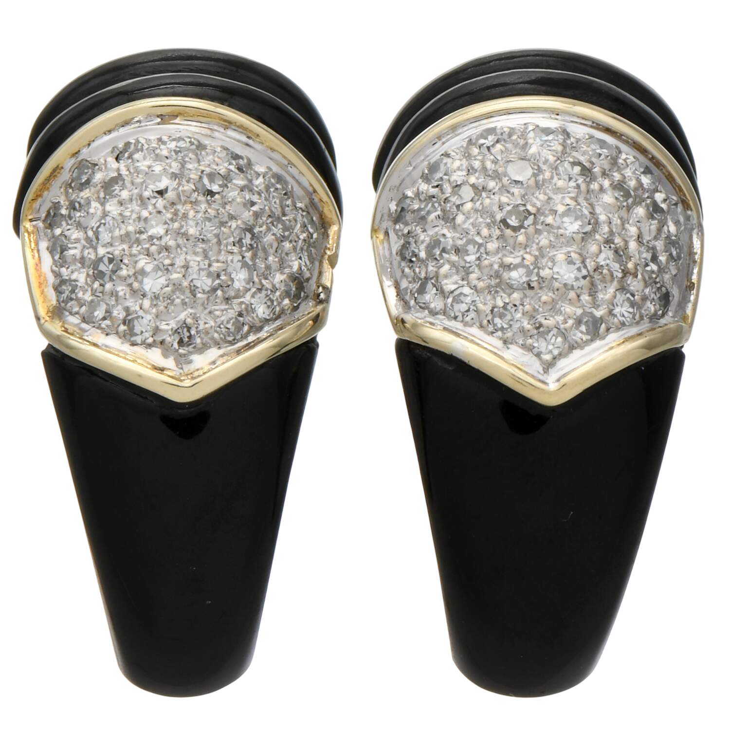 14KY Vintage Onyx & Diamond (0.30) Earrings-1
