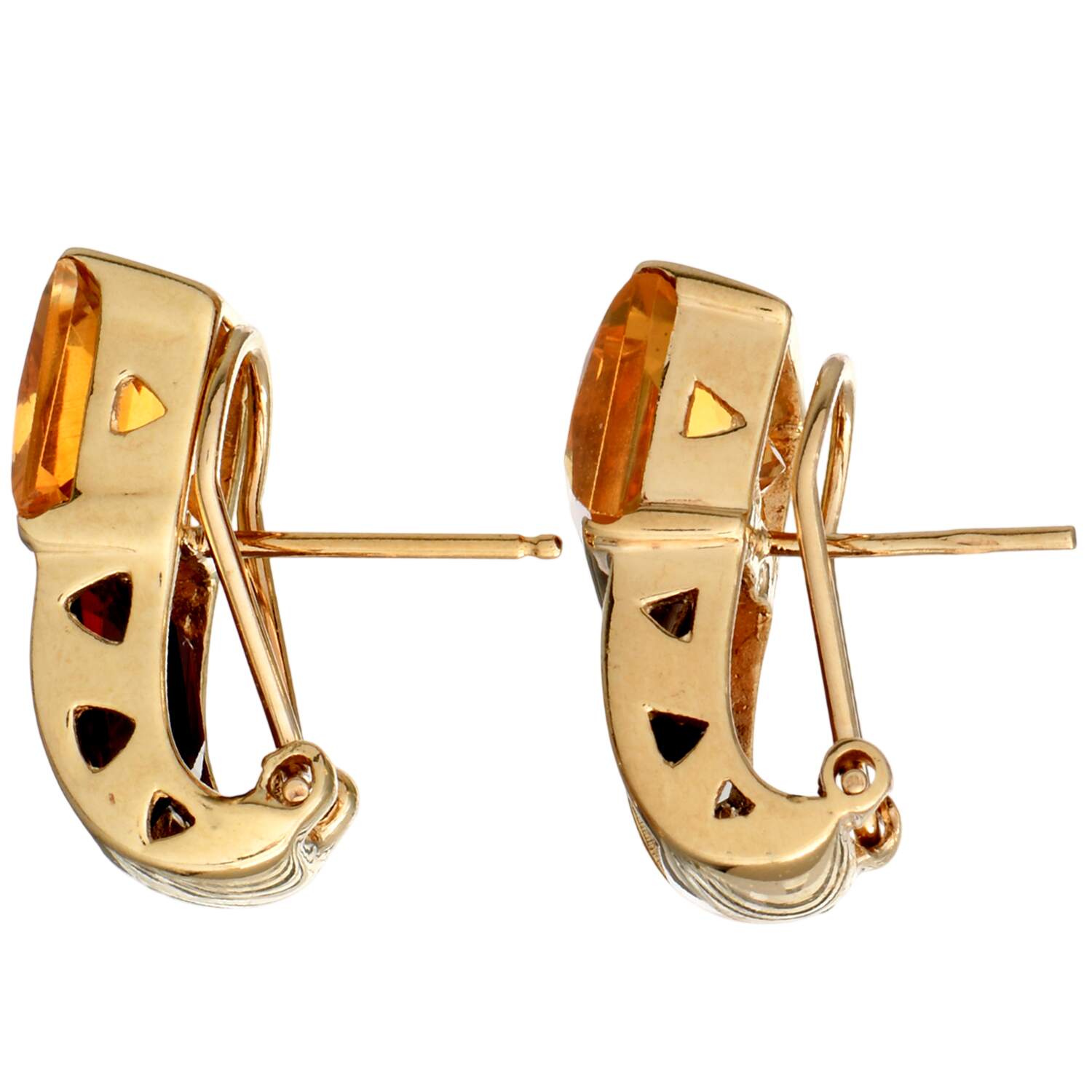 14KY Citrine(7.90) & Garnet(3.90) Bezel Earrings-2