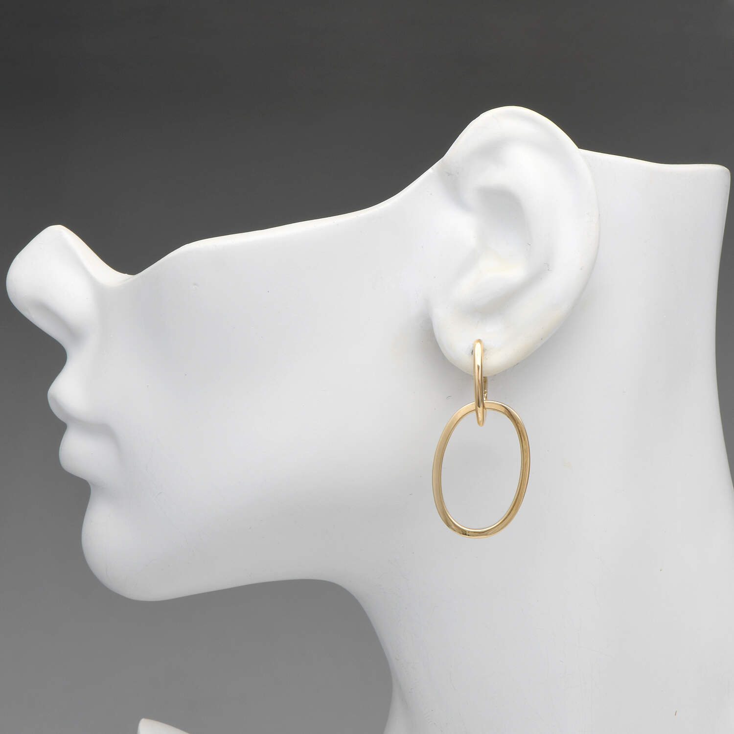 14KY Hollow Double Dangle Hoop Earrings-3