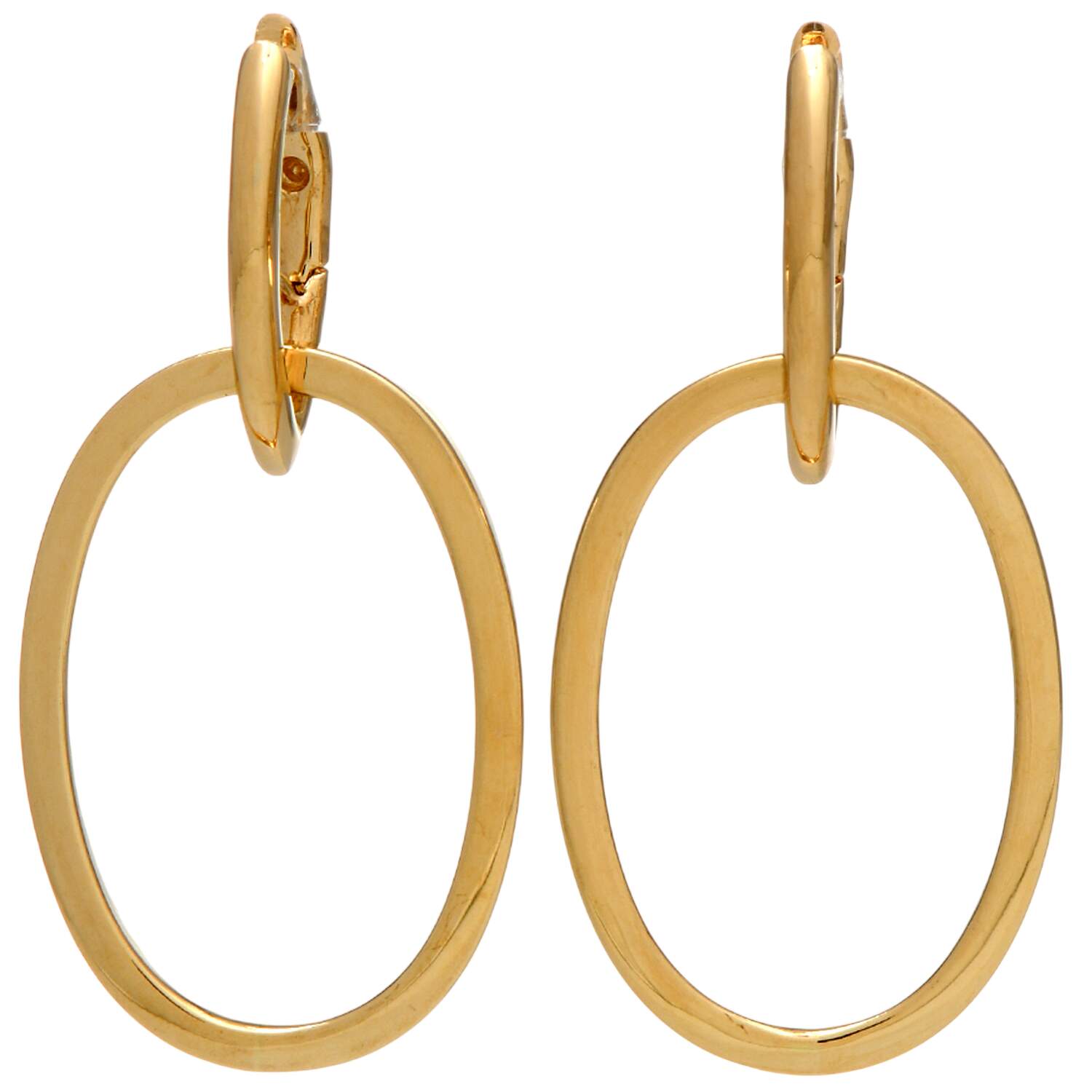 14KY Hollow Double Dangle Hoop Earrings-1