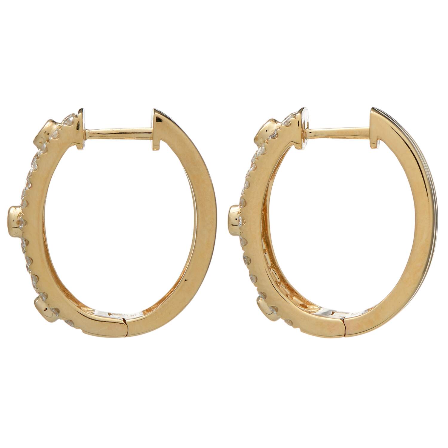 14KY Triple Row Diamond (1.14) Hoop Earrings-2
