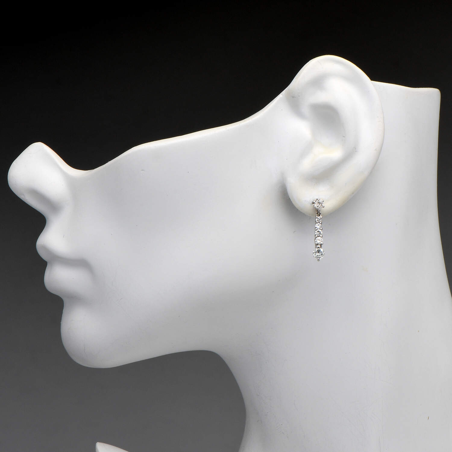 Platinum Diamond (1.10) Dangle Earrings-3
